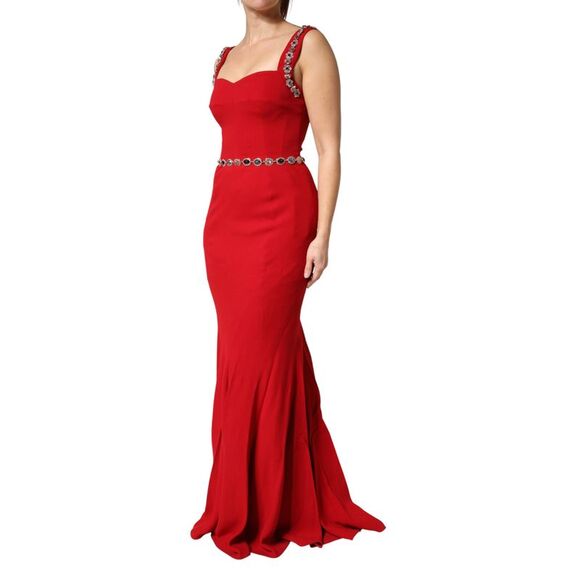 Dolce & Gabbana Red Crystals Sheath Mermaid Long Gown Women's Dress (Pre-Owned) - Picture 2 of 5